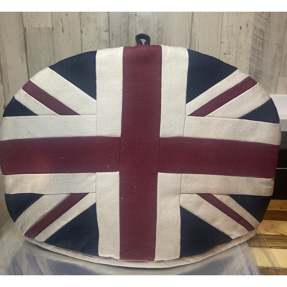 Union Jack Teapot Cozy/Warmer Heavy Duty Rustic Red White And Blue Duck Cotton